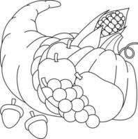 Thanksgiving Cornucopia Coloring Page for Kids vector