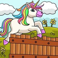 Jumping Unicorn Colored Cartoon Illustration vector