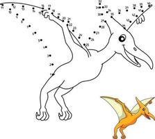 Dot to Dot Pterodactyl Dinosaur Coloring Isolated vector