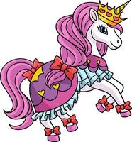 Unicorn Princess Cartoon Colored Clipart vector