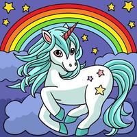 unicornio de pie bajo la ilustración del arco iris vector