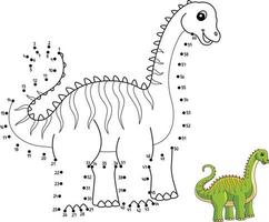 Dot to Dot Diplodocus Dinosaur Coloring Isolated vector