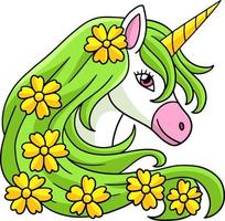 unicornio flor dibujos animados color clipart vector