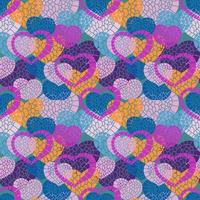 Doodle heart abstract colorful seamless pattern. Hand drawn romantic background. vector
