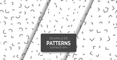 Black and White Memphis Seamless Patterns Vector Collection