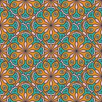 Abstract seamless pattern with mandala flower. Mosaic, tile, polka dot. Floral background. vector