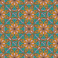 Abstract seamless pattern with mandala flower. Mosaic, tile, polka dot. Floral background. vector