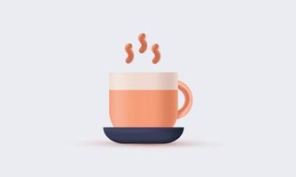 taza de café realista aislada en el icono blanco 3d vector