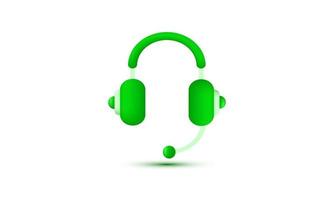 green headphones icon 3d rendering white isolated on vector
