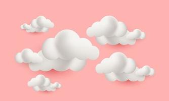 3d rendering design cloud render stylel cartoon isolated on vector