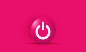 unique 3d icon red power button on isolated on vector