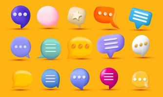 realistic 3d icon bubble message set isolated on vector