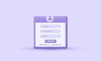 3d member login template website mobile computer isolated on vector