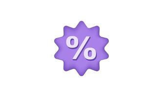 etiqueta de precio realista 3d símbolo de porcentaje vector púrpura