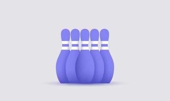 realistic bowling pin isolated on purple 3d vector