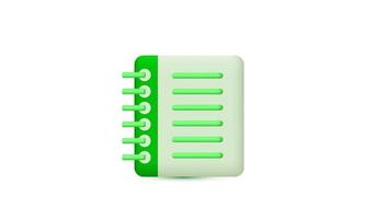 green empty notepad 3d rendering white isolated on vector