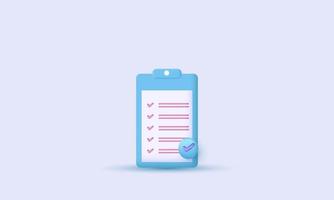 3d checklist vector template illustration icon isolated on