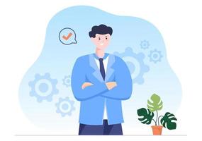 CEO or Chief Executive Officer Cartoon Illustration Businessman Work in Company as President Speech and Public Speaker in Flat Style Design vector