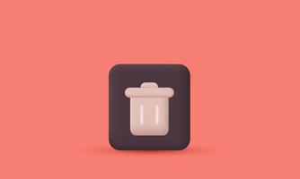 3d rendering circular trash can icon isolated on vector