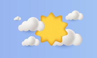 realistic sun clouds on blue background 3d vector