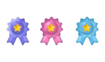 unique 3d icon set achievement award grant isolated on vector