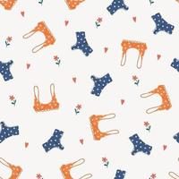 Pattern with modern female lingerie or swimwear. Seamless background. vector