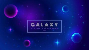 Horizontal space background with abstract shape and planets. Web design. Space exploring. Vector illustration of galaxy. Concept of web banner.