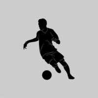 jugador de fútbol corriendo con pelota, silueta vectorial aislada, vista lateral. fútbol, atleta de deporte de equipo. logotipo de futbolista