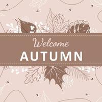 Autumn background with abstract elements, geometric shapes, plants and leaves in one line style. For mobile app page, web design, invitations, postcards. Vector minimalistic illustration.