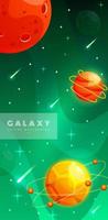 Stories template. Space background with cartoon fantasy planets. Mobile backdrop. Fantasy planets. Colorful universe. Game design. Fantasy space planets for ui galaxy game.