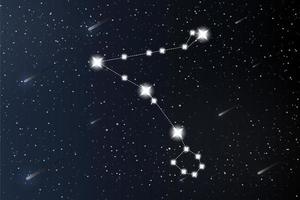 Piscis. constelación del zodiaco en el fondo del espacio ultraterrestre. Misterio y esoterismo. Ilustración de vector de horóscopo. cartel de tarot espiritual. tarot mágico oculto y cartas de astrología