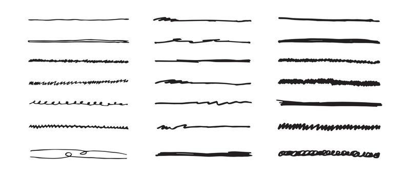 Vector set of hand drawn underline.