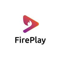 fire play button logo. icon app mobile phone vector