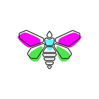 icono de logotipo completo de color mariposa o abeja vector
