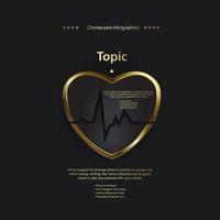 a golden Medical heart icon, symbols, heart shapes design on dark background vector
