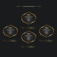 Group of luxury buttons infographics template design and golden steps buttons template, Four golden elements used in business and finance element vector, illustration vector