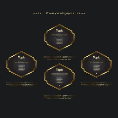 Group of luxury buttons infographics template design and golden steps buttons template, Four golden elements used in business and finance element vector, illustration
