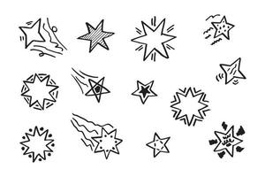 Starburst doodle set. Hand drawn star. vector