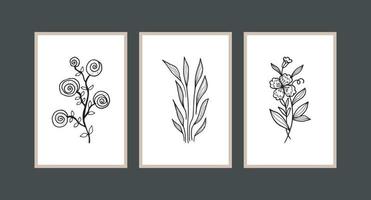 Modern boho abstract trendy background design. plant painting vector