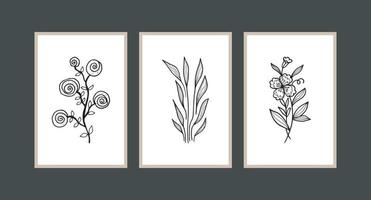 Modern boho abstract trendy background design. plant painting vector