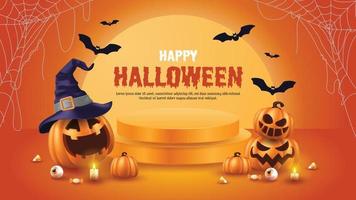 feliz Halloween. ilustración vectorial de halloween con calabazas de halloween y elementos de halloween. vector