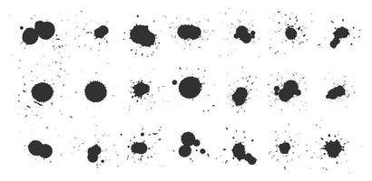 Ink drops and splashes. Blotter spots, liquid paint drip drop splash, and ink splatter vector