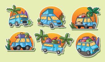 Road Trip Camper Van Set vector