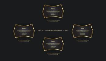 Group of Golden luxury option buttons design, A set premium buttons infographics template 4 circles options vector, illustration designs vector