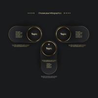 Three circles shape level buttons design, Set of charts in golden icons templates, used in business and finance elements vector, illustration vector