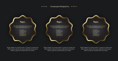 Set of gold shapes buttons template design for chart template, A group of golden chart used in business and finance element vector, illustration vector