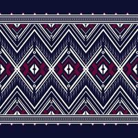 Geometric ethnic texture embroidery triangle on dark blue background used in wallpaper, clothing,skirt,carpet,wrapping,Batik,fabric,triangle shapes red and white texture Vector, illustration styles vector