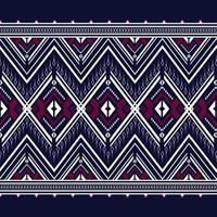 triángulo de bordado de textura étnica geométrica sobre fondo azul oscuro utilizado en papel tapiz, ropa, falda, alfombra, envoltura, batik, tela, formas triangulares vector de textura roja y blanca, estilos de ilustración