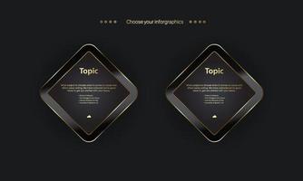 2 Vector of Gold OPtion buttons design,Two chart elements levels illustration for business and finance template design