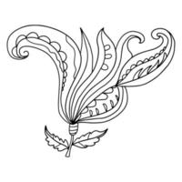 Flor colorida de la historieta del doodle de la fantasía aislada en el fondo blanco. vector